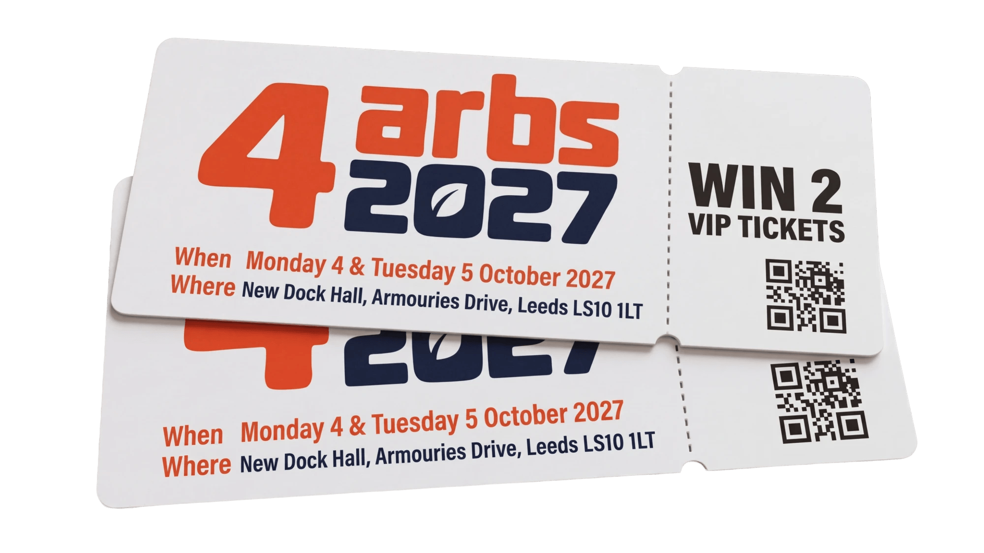 Two 4ARBS 2027 VIP tickets – Monday 4 and Tuesday 5 October 2027, New Dock Hall, Leeds
